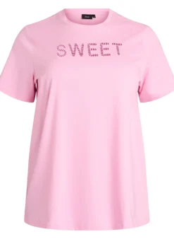 T-shirt aus Baumwolle mit aufgesticktem Text