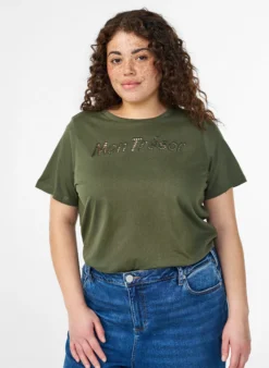 T-Shirt aus Baumwolle mit dekorativem Frontdetail