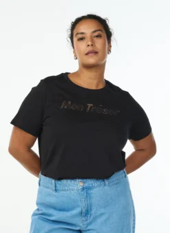T-Shirt aus Baumwolle mit dekorativem Frontdetail