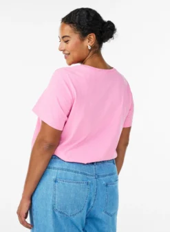 T-Shirt aus Baumwolle mit Früchte-Print und Text