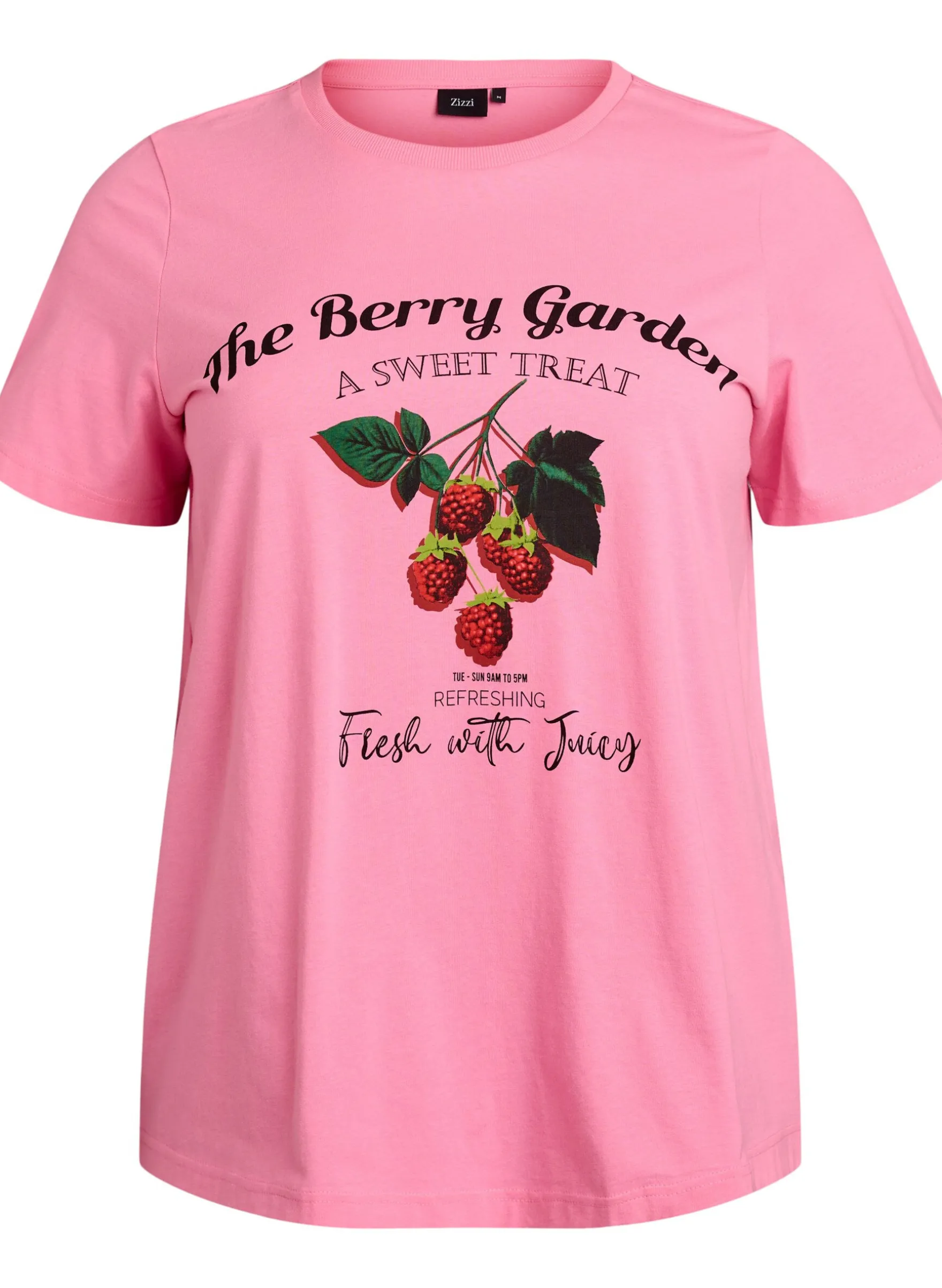 T-Shirt aus Baumwolle mit Früchte-Print und Text