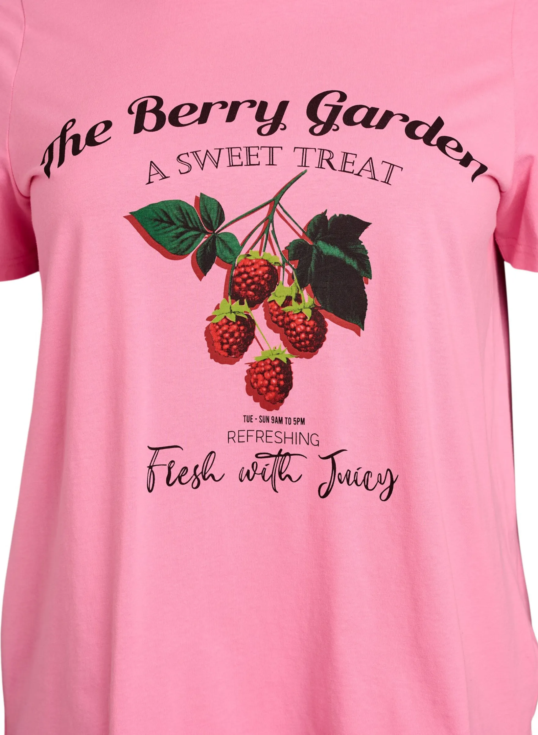 T-Shirt aus Baumwolle mit Früchte-Print und Text