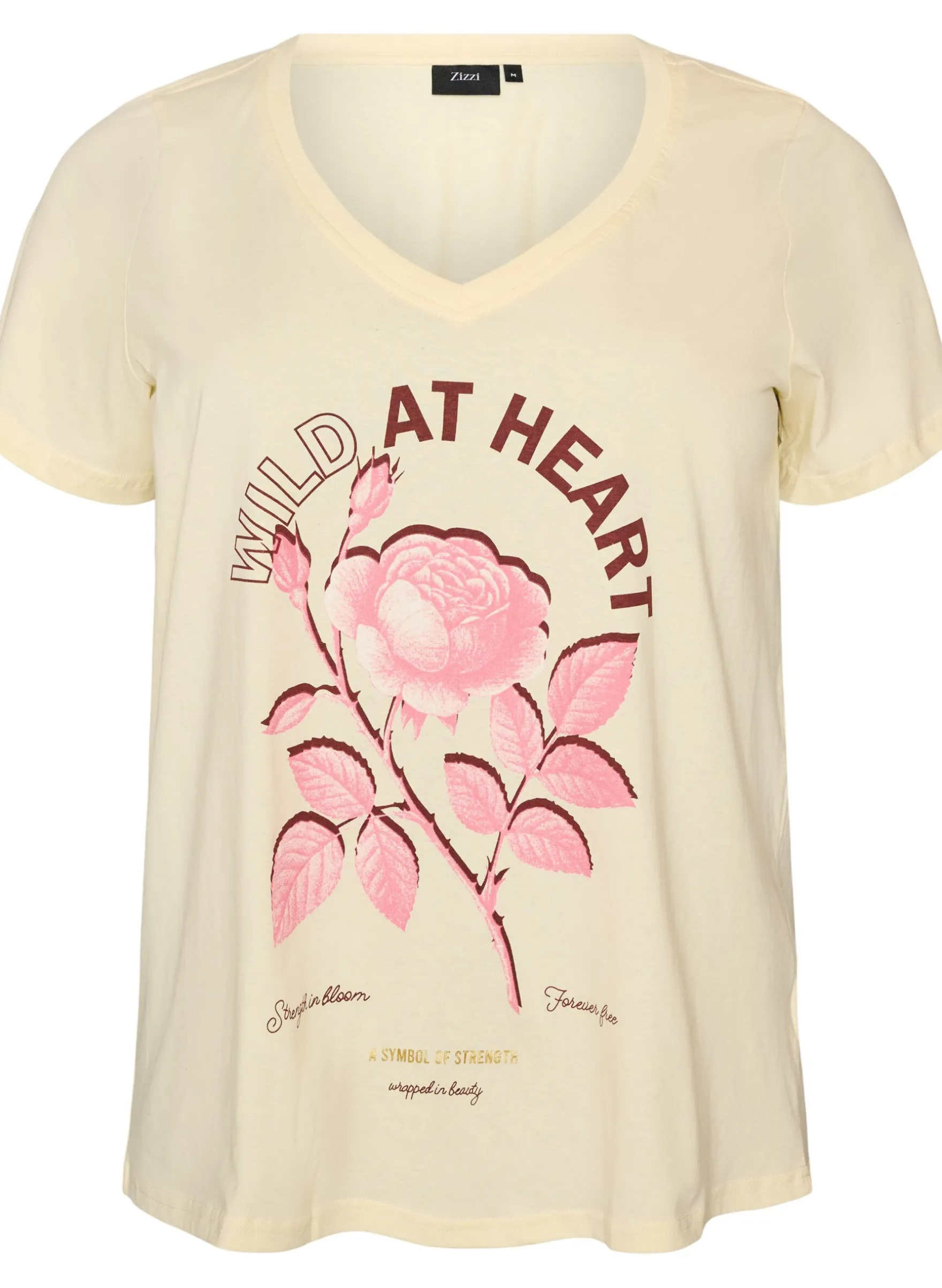 T-Shirt aus Baumwolle mit Frontprint und V-Ausschnitt