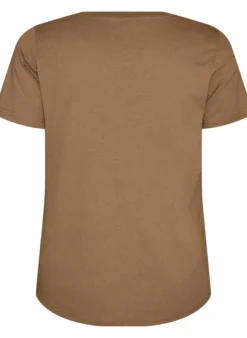 T-Shirt aus Baumwolle mit Frontprint und V-Ausschnitt