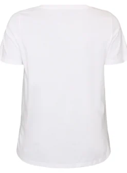 T-Shirt aus Baumwolle mit Frontprint und V-Ausschnitt