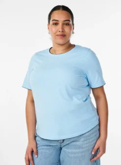 T-Shirt aus Baumwolle mit gewellten Kontrastkanten