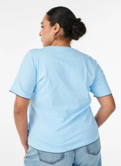 T-Shirt aus Baumwolle mit gewellten Kontrastkanten