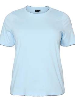 T-Shirt aus Baumwolle mit gewellten Kontrastkanten