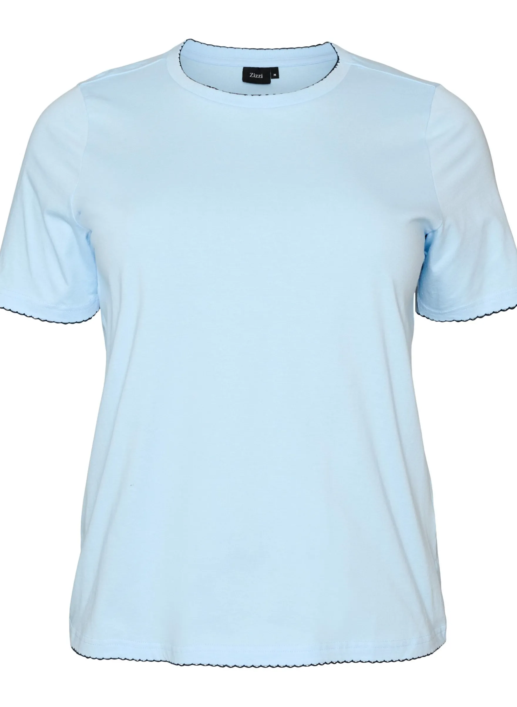 T-Shirt aus Baumwolle mit gewellten Kontrastkanten