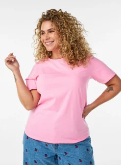 T-Shirt aus Baumwolle mit gewellten Kontrastkanten