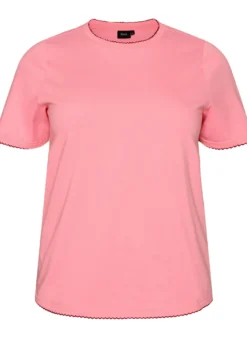 T-Shirt aus Baumwolle mit gewellten Kontrastkanten