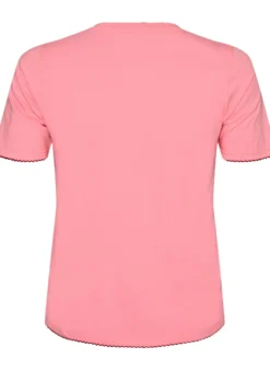 T-Shirt aus Baumwolle mit gewellten Kontrastkanten