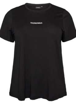 T-Shirt aus Baumwolle mit Text-Badge