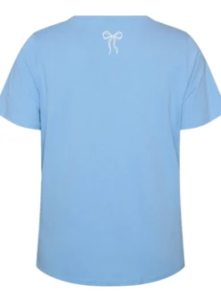 T-Shirt aus Baumwolle mit V-Ausschnitt und Frontprint