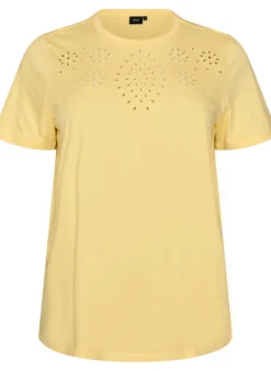 T-Shirt aus Bio-Baumwolle mit Lochstickerei
