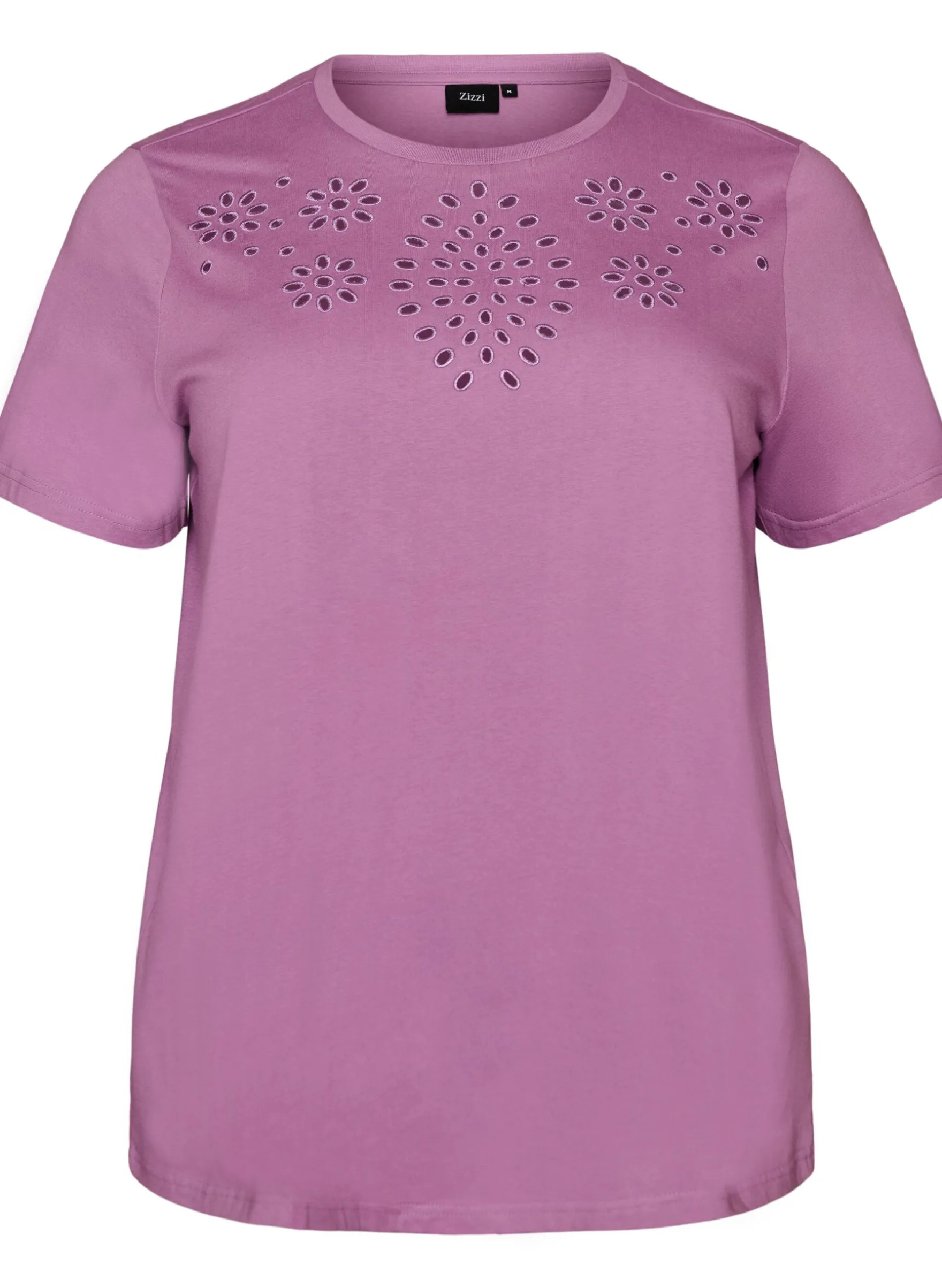 T-Shirt aus Bio-Baumwolle mit Lochstickerei