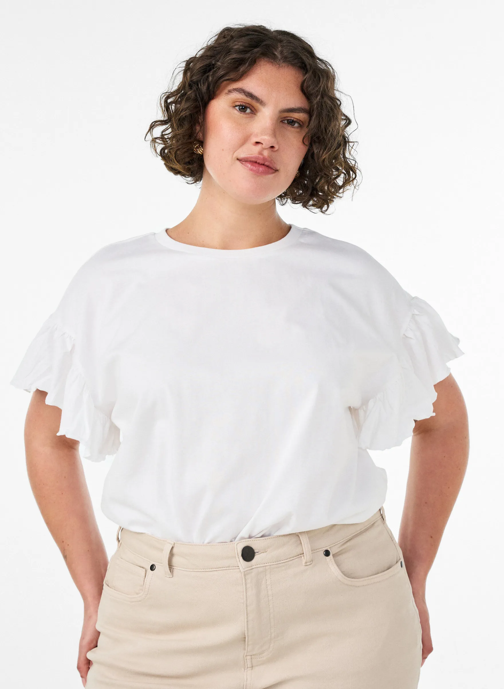 T-Shirt aus Bio-Baumwolle mit Rüschenärmeln