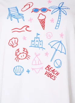 T-Shirt aus Bio-Baumwolle mit Strand-Print