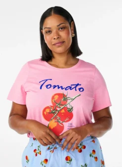 T-Shirt aus Bio-Baumwolle mit Tomaten-Print