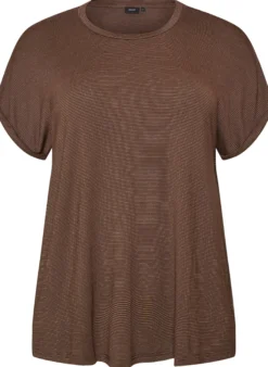 T-Shirt aus Viskose mit Glitzerstreifen