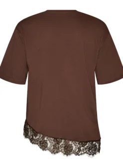 T-Shirt mit asymmetrischem Spitzensaum