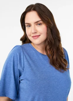 T-Shirt mit Glitzer und kurzen Puffärmeln