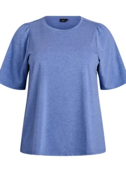 T-Shirt mit Glitzer und kurzen Puffärmeln