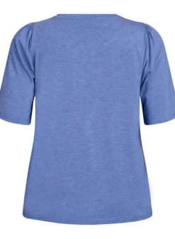 T-Shirt mit Glitzer und kurzen Puffärmeln