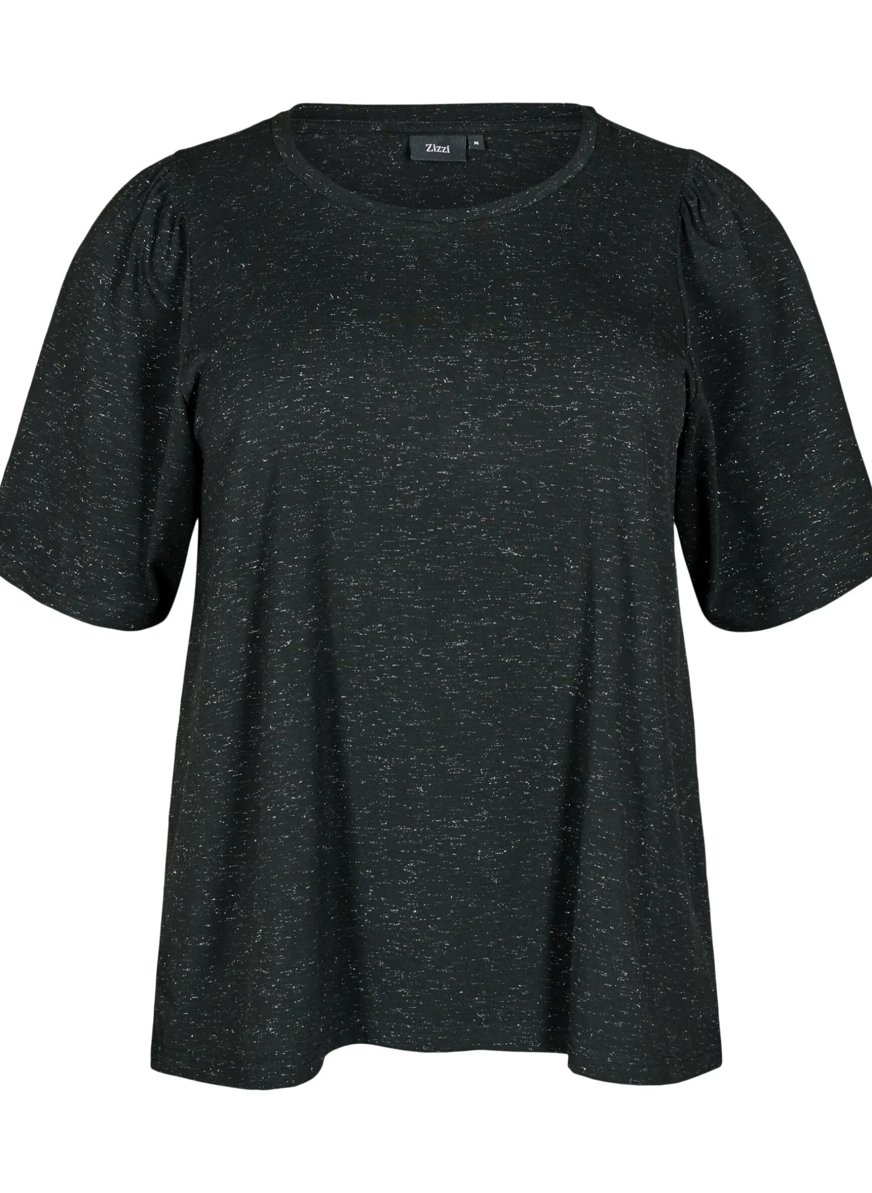 T-Shirt mit Glitzer und kurzen Puffärmeln