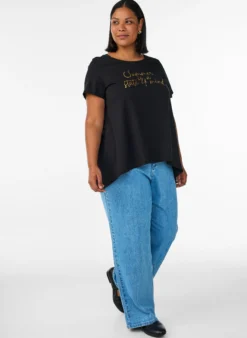 T-Shirt mit Rundhalsausschnitt und A-Linie