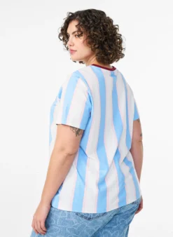 T-Shirt mit Streifen und Textprint