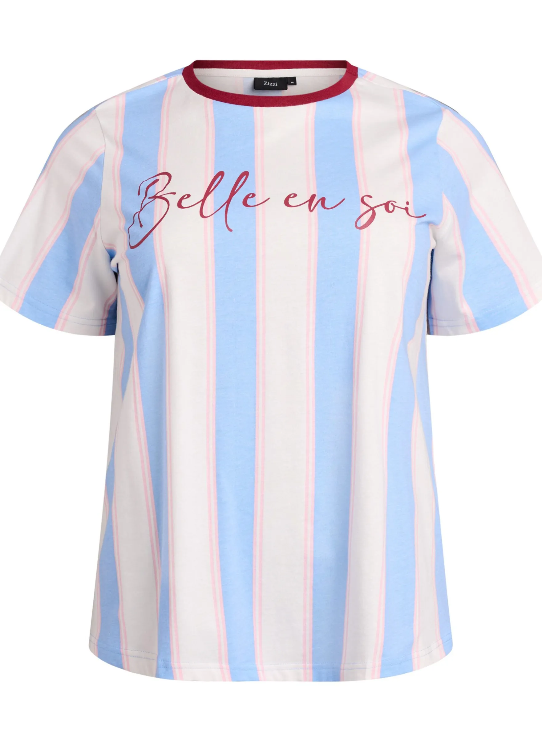 T-Shirt mit Streifen und Textprint