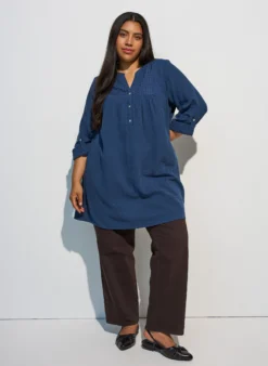 Tunika aus Baumwollmusselin mit Broderie Anglaise