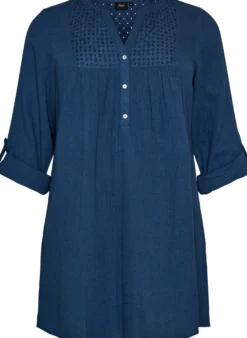 Tunika aus Baumwollmusselin mit Broderie Anglaise