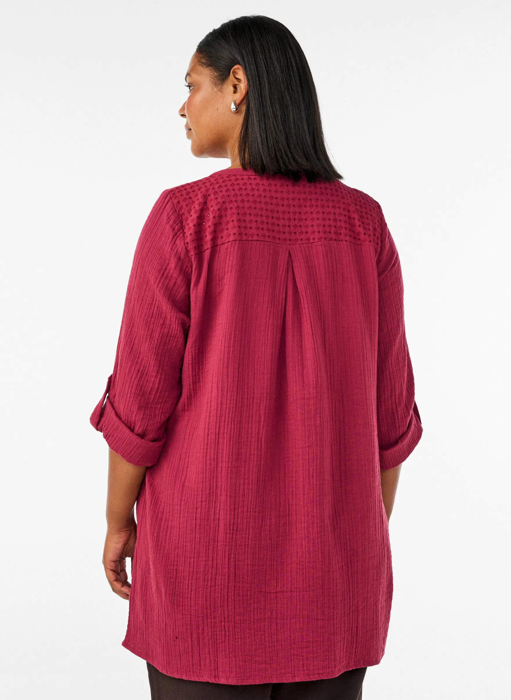 Tunika aus Baumwollmusselin mit Broderie Anglaise