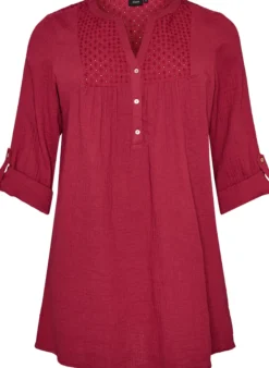 Tunika aus Baumwollmusselin mit Broderie Anglaise