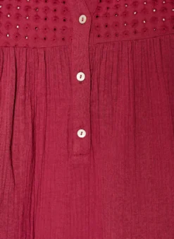 Tunika aus Baumwollmusselin mit Broderie Anglaise
