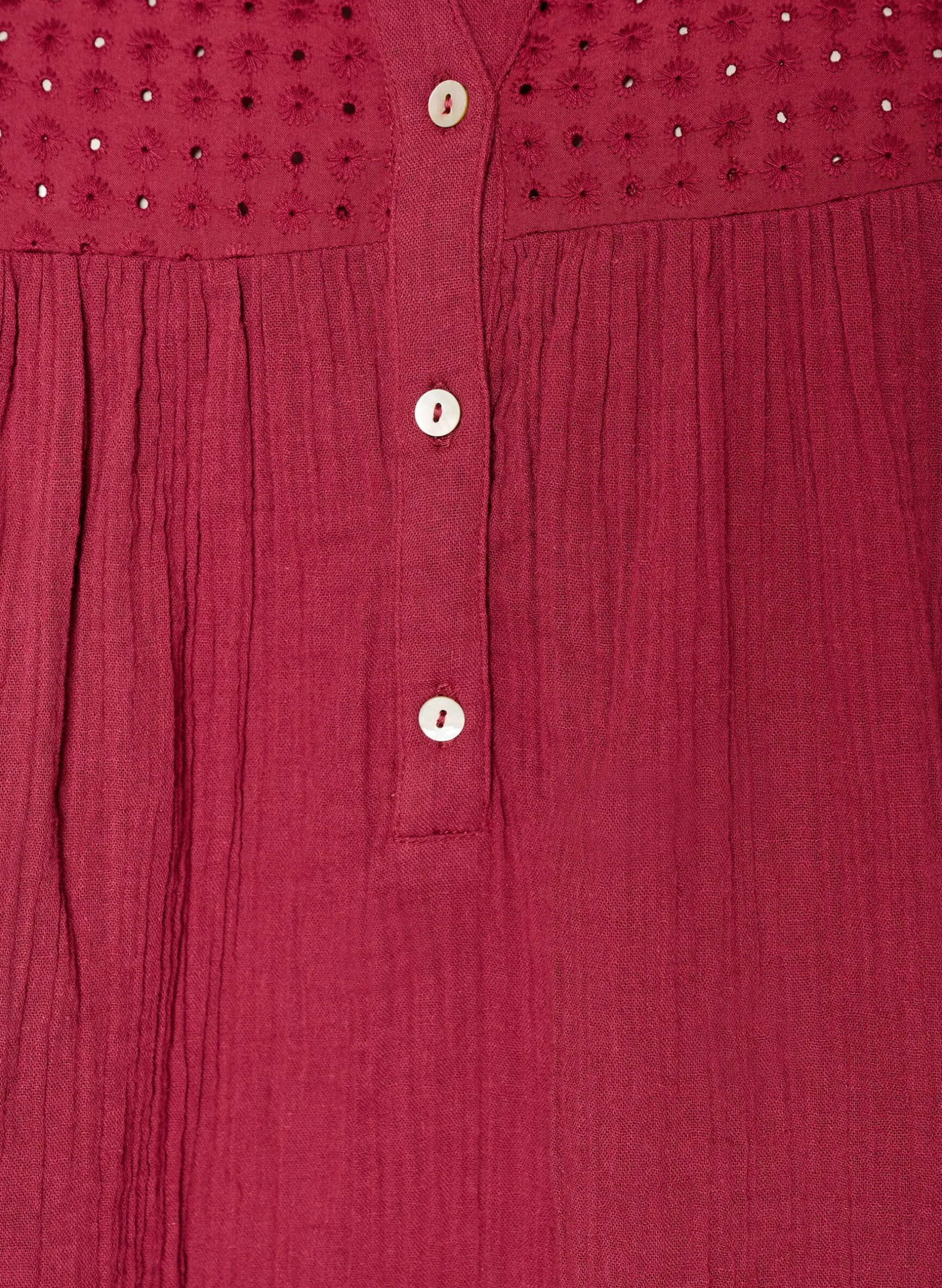 Tunika aus Baumwollmusselin mit Broderie Anglaise