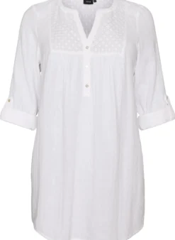 Tunika aus Baumwollmusselin mit Broderie Anglaise