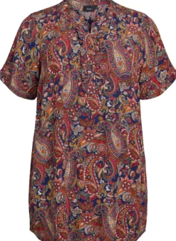 Tunika aus Viskose mit Paisleymuster und kurzen Ärmeln