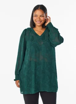 Tunika mit Paisley-Muster und langen Ärmeln