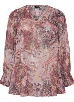 Tunika mit Paisleymuster und gesmokten Ärmelbündchen