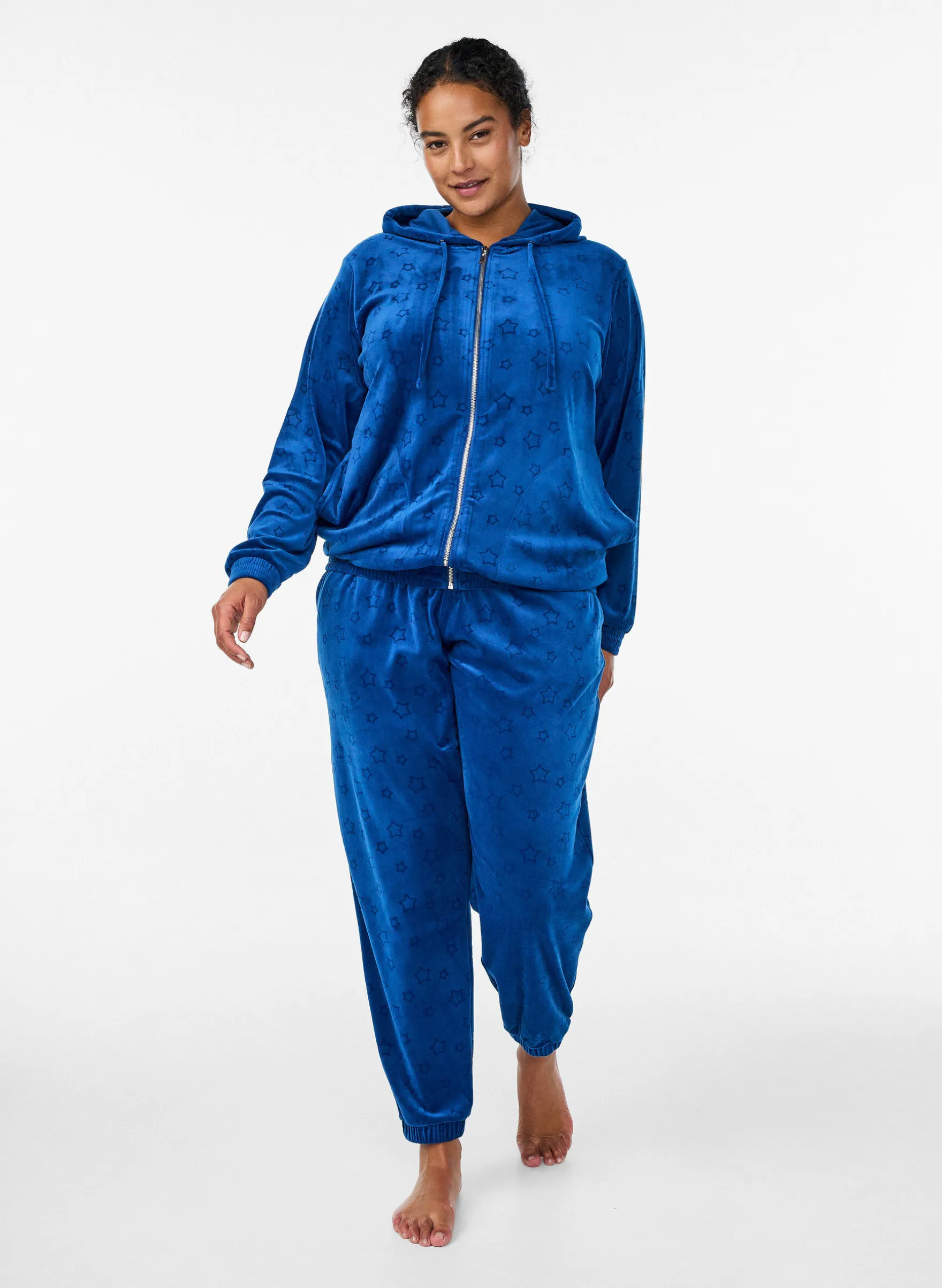Velourhose mit geprägtem Muster