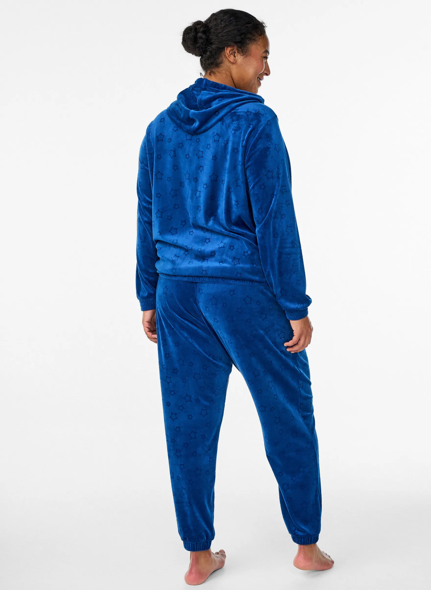 Velourhose mit geprägtem Muster