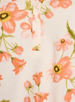 Viskosebluse mit Blumenprint und kurzen Ärmeln