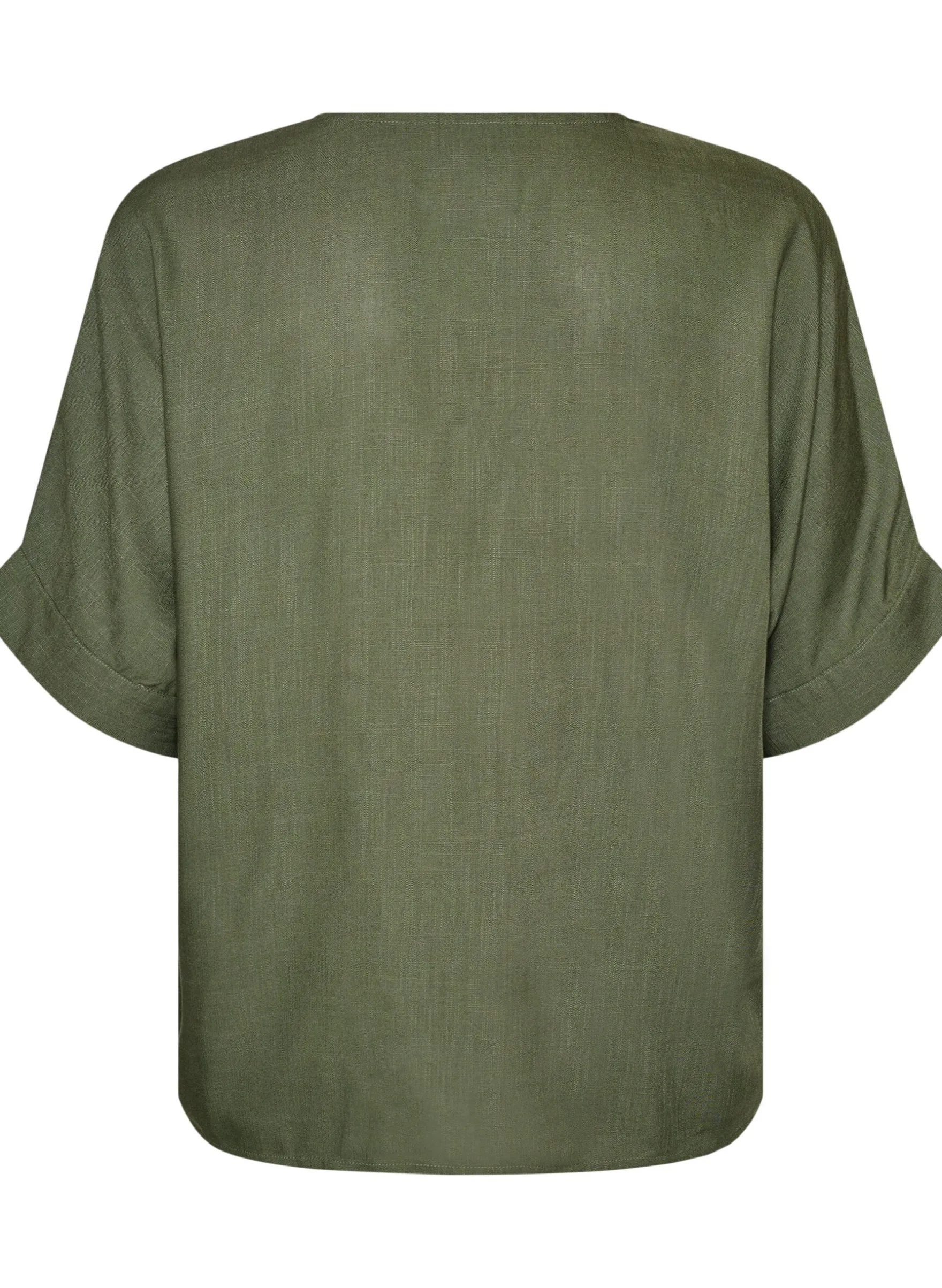 Viskosebluse mit Crochet-Besatz und Knöpfen