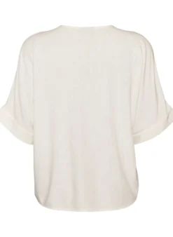 Viskosebluse mit Crochet-Besatz und Knöpfen