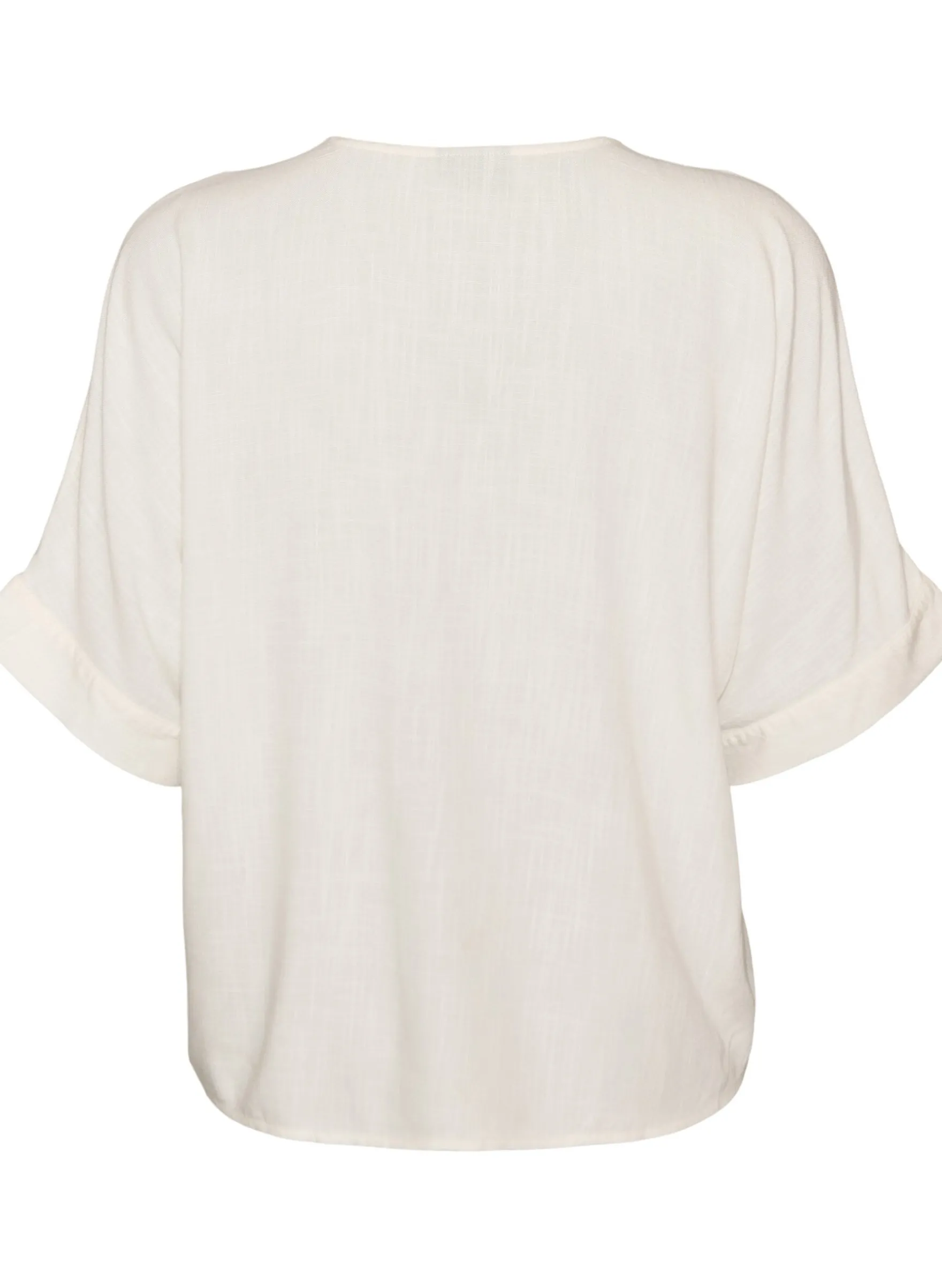 Viskosebluse mit Crochet-Besatz und Knöpfen