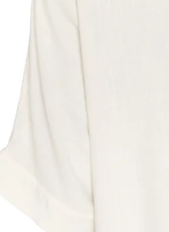 Viskosebluse mit Crochet-Besatz und Knöpfen