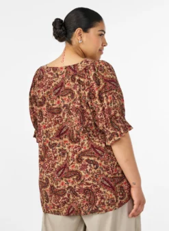 Viskose-Bluse mit Paisley-Print und eckigem Ausschnitt